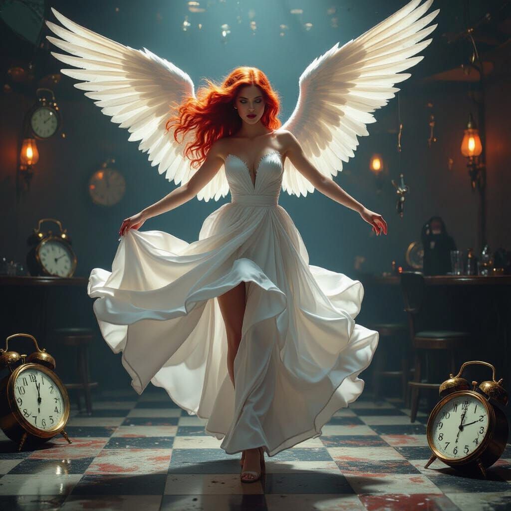 Surreal Angel Dancing in a Nightclub