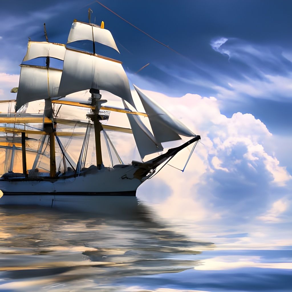 Age of Sail Ship Navigating Open Ocean