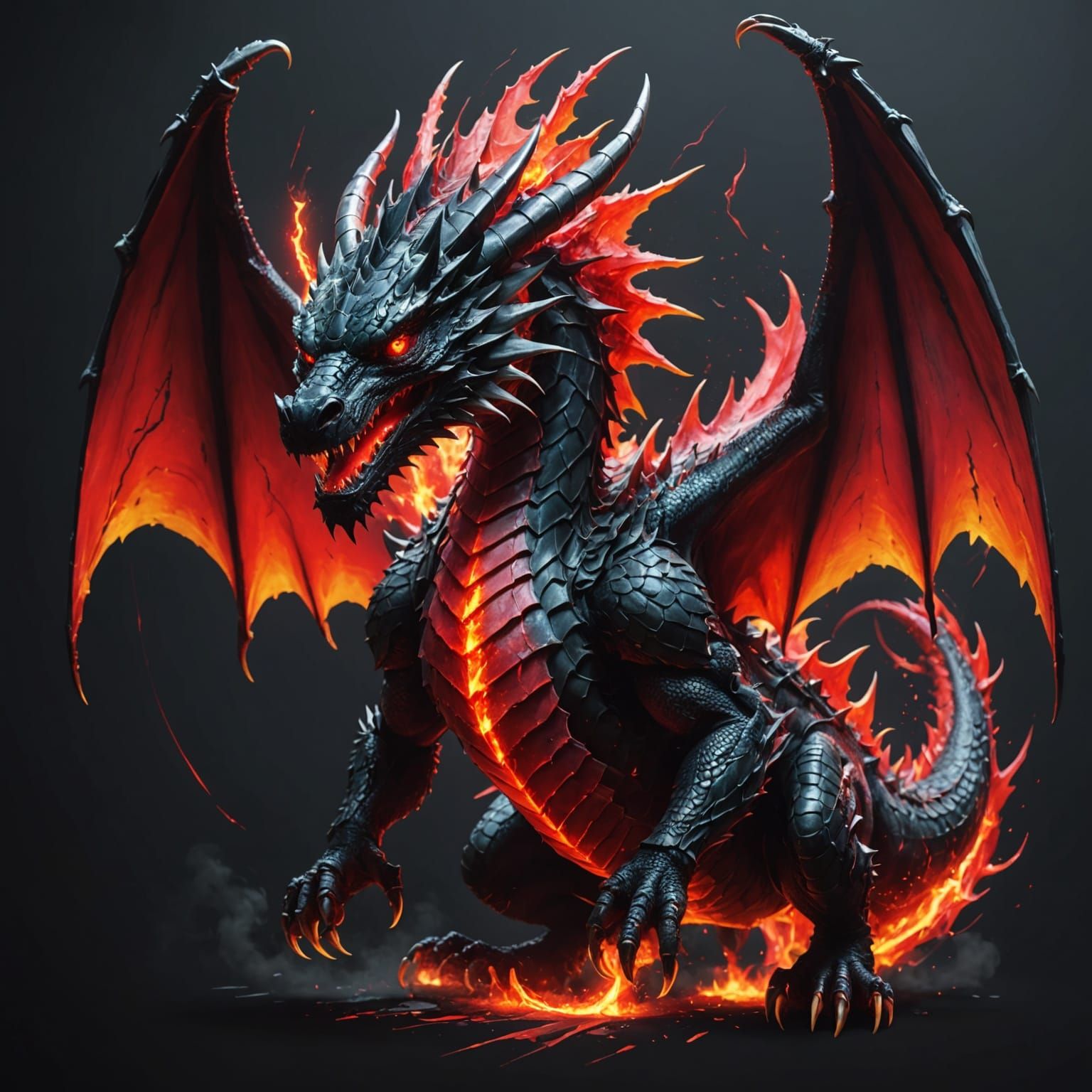Digital Dragon in Fiery Chaos