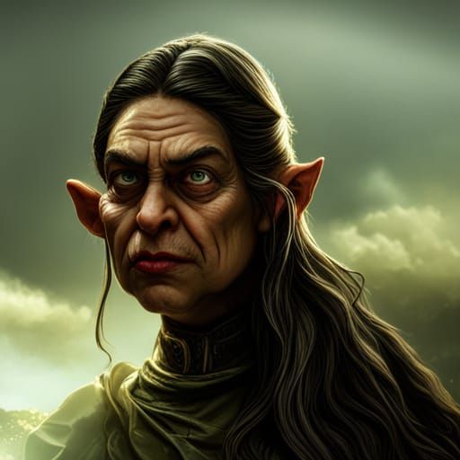 AOC as Goblin: Hyperrealistic Cinematic Portrait
