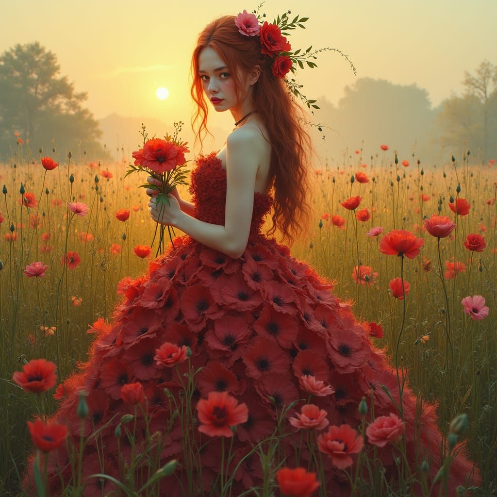 Gothic Fairytale Girl in a Mystical Meadow