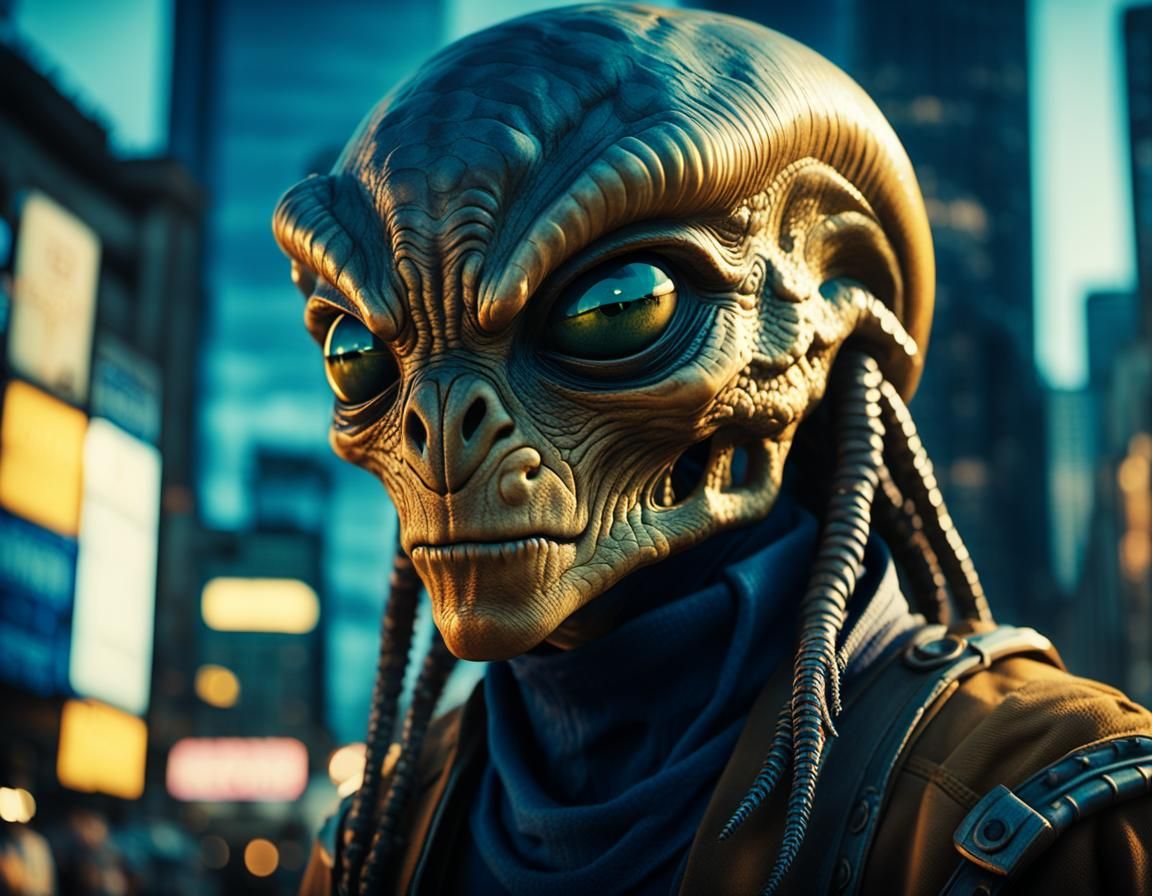 Alien Pirate Wanted Poster in Gritty Film Style