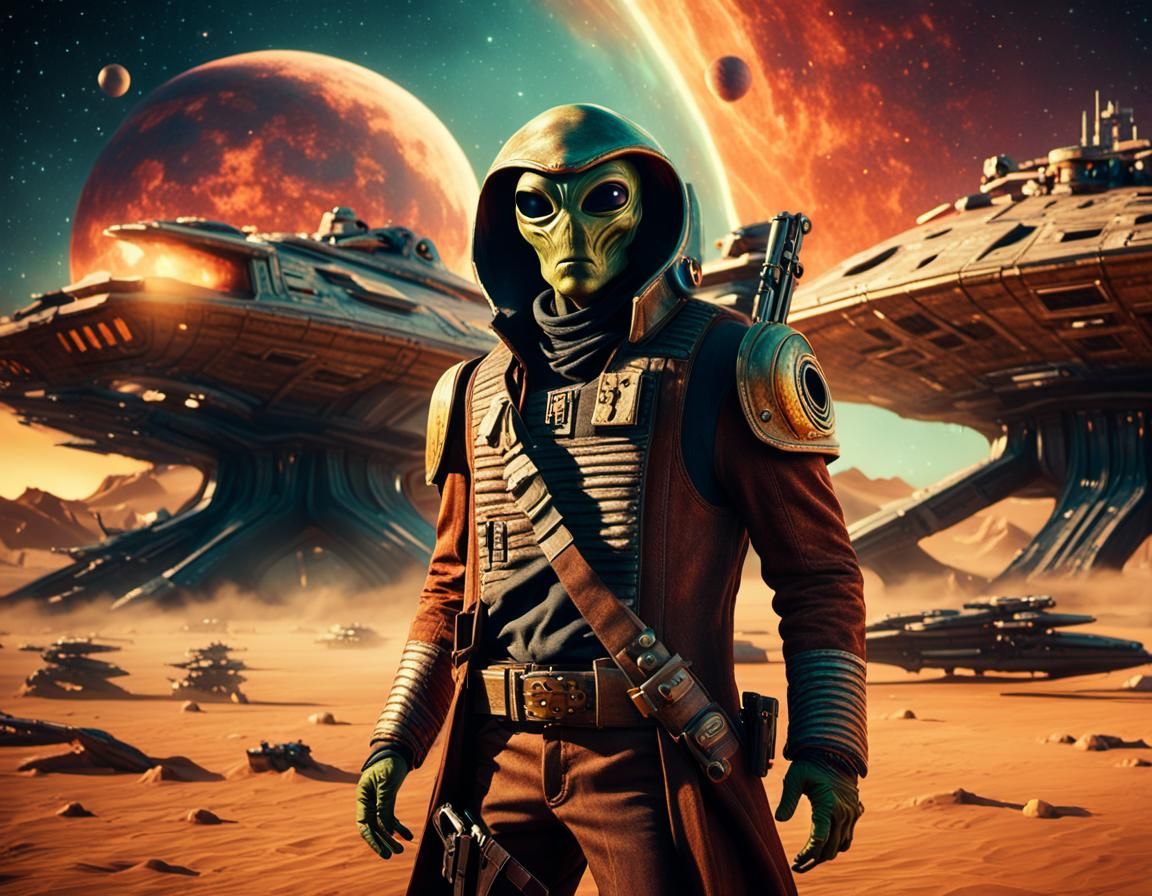 Alien Outlaw Wanted Poster in 18th Century Style