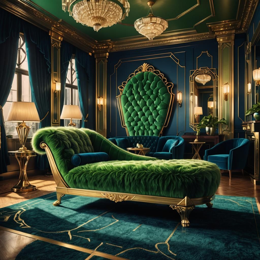 Art Deco Green Monster in Lavish Interior