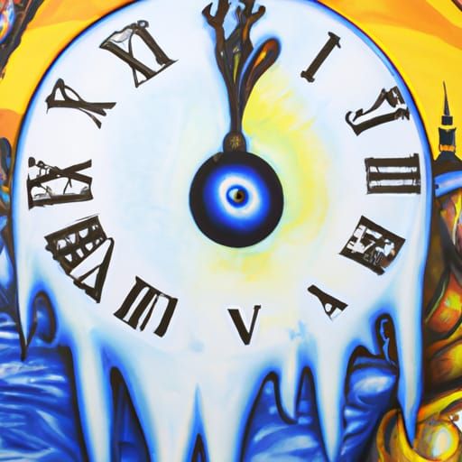 Surreal Melting Clock in Salvador Dali Style