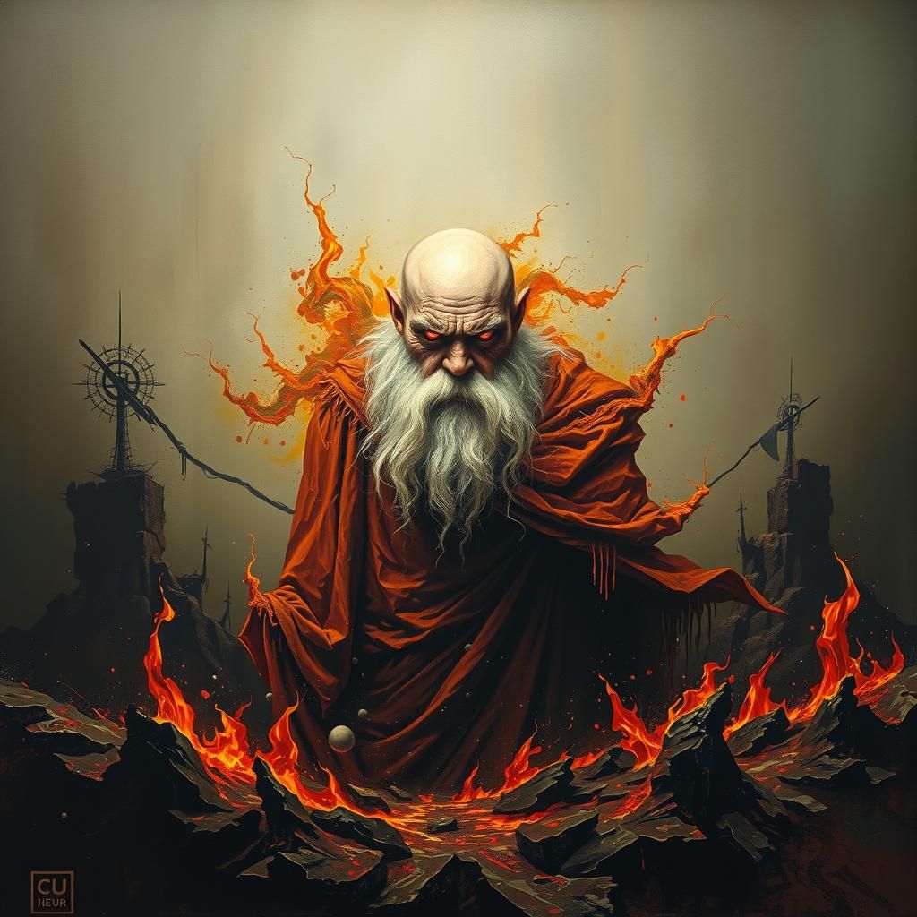 Wrathful God in Surreal Hellscape: Heavy Metal Art