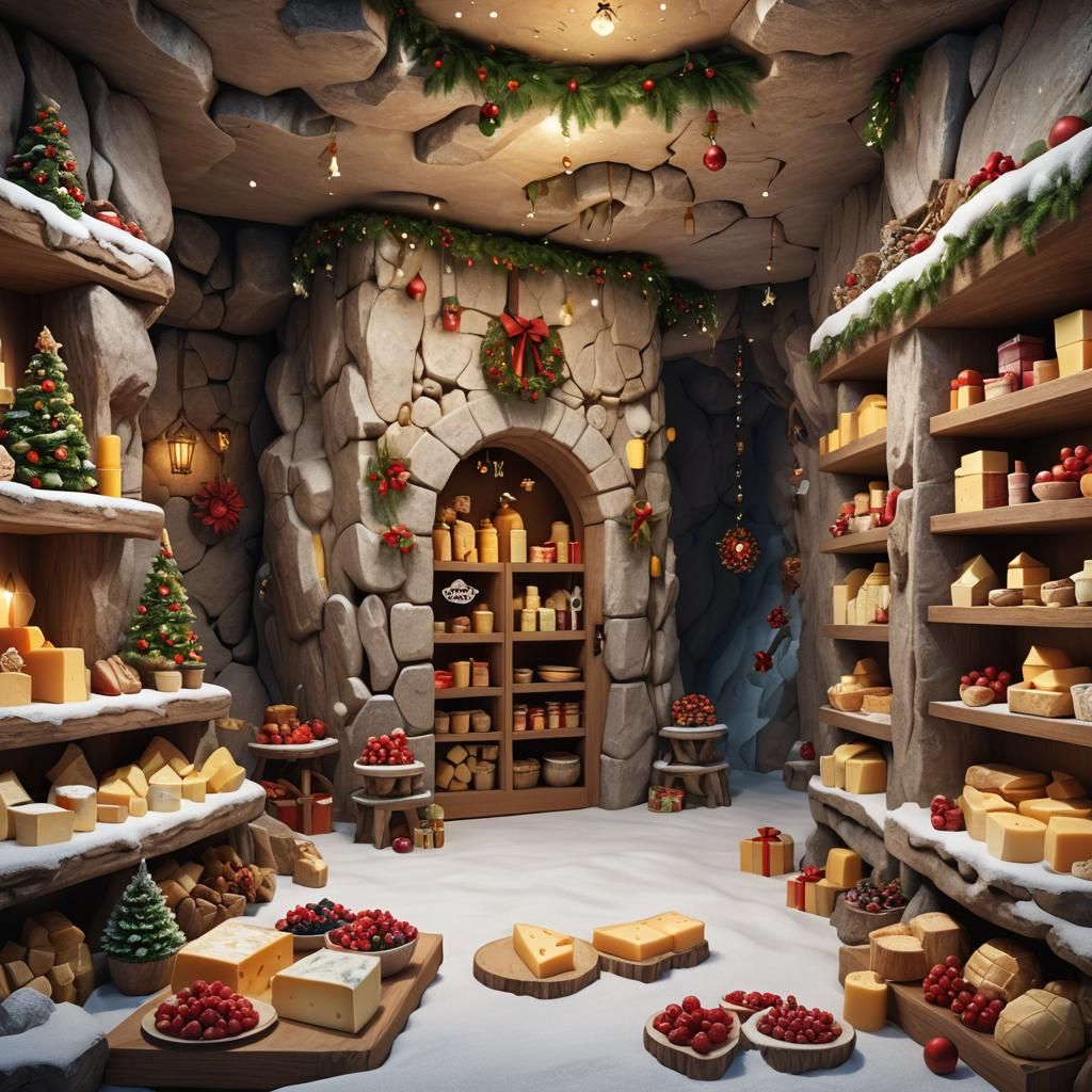 Christmas Cheese Cave Interior Concept Art