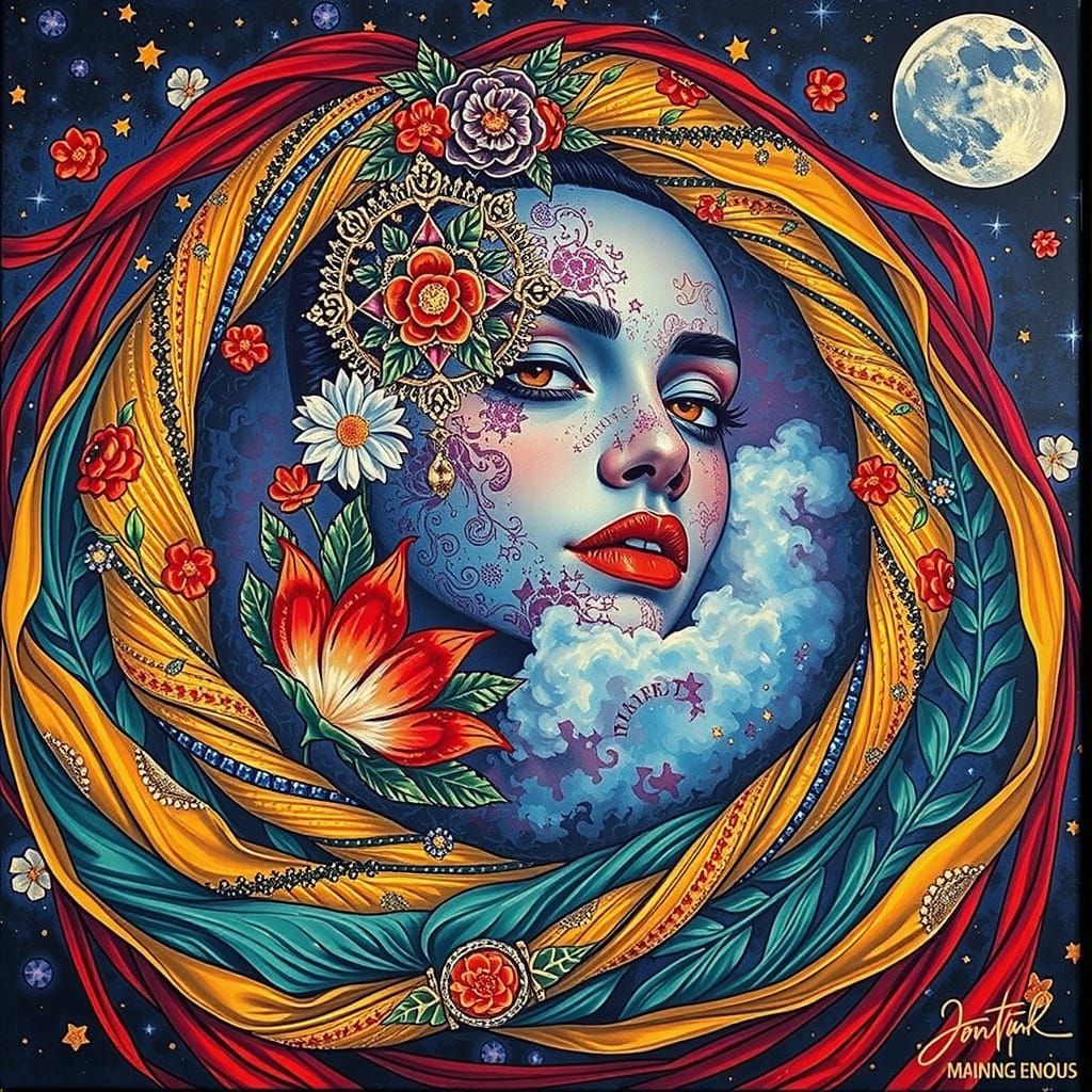 Psychedelic Garden Dream with Tropical Cosmic Mystery