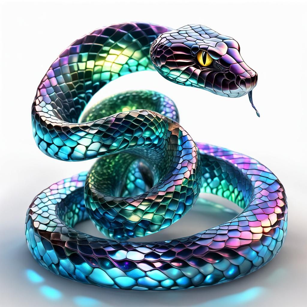 Iridescent Mythical Snake with Broken Glass Effect