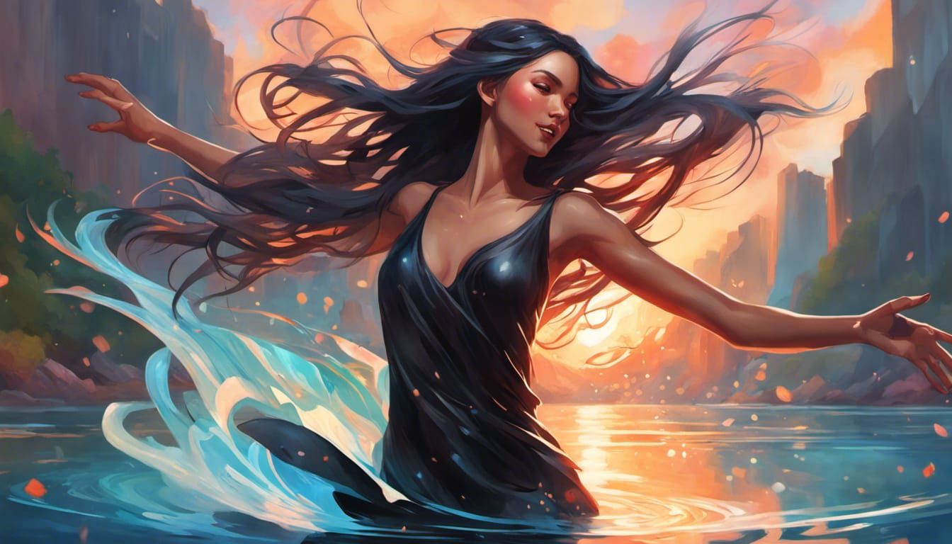 Fantasy Bard Dancing on Water, Digital Concept Art