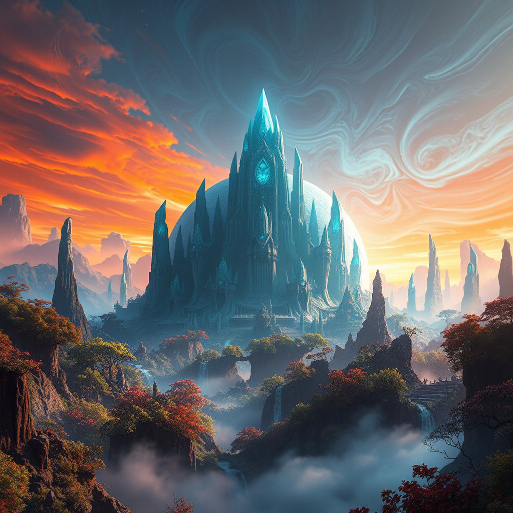 Ethereal Xylophia-IV Planet in Vibrant Sunset Hues