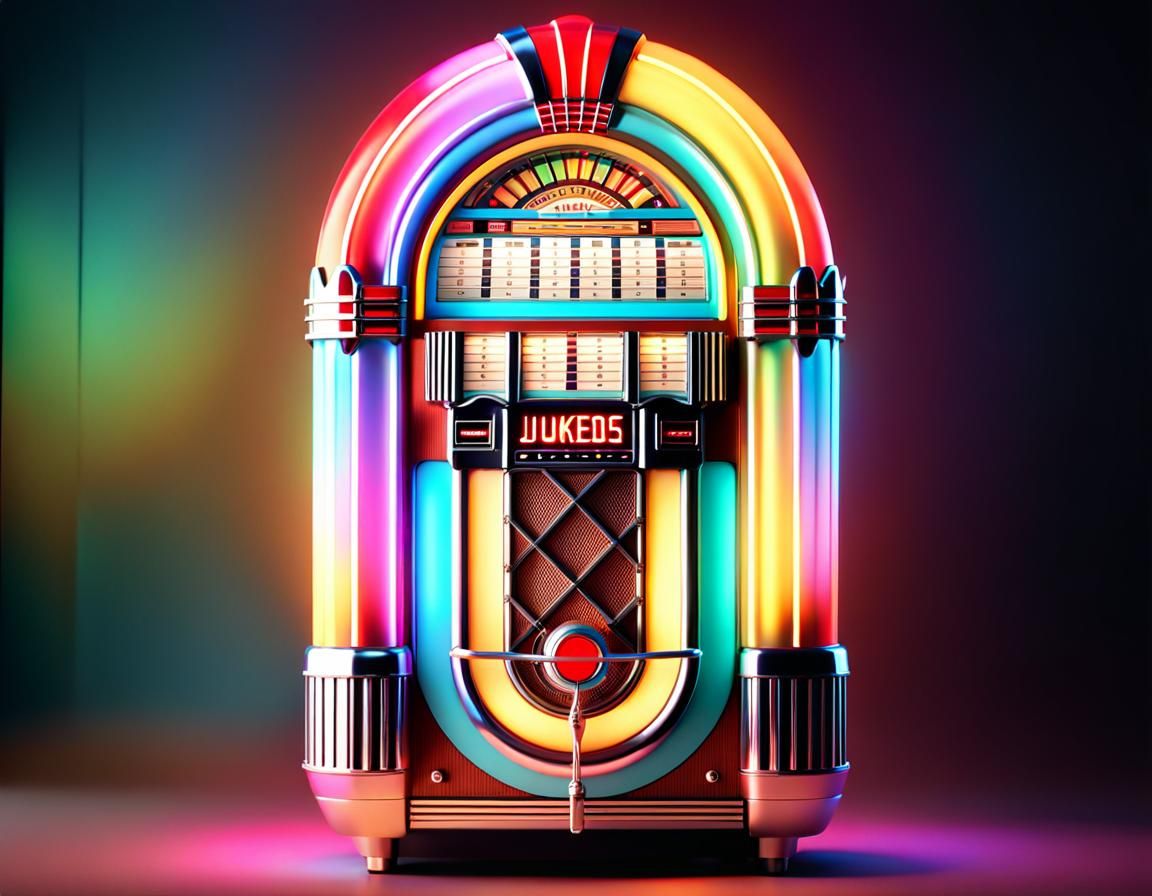 1950s Jukebox in Hyperrealistic Mixed Media