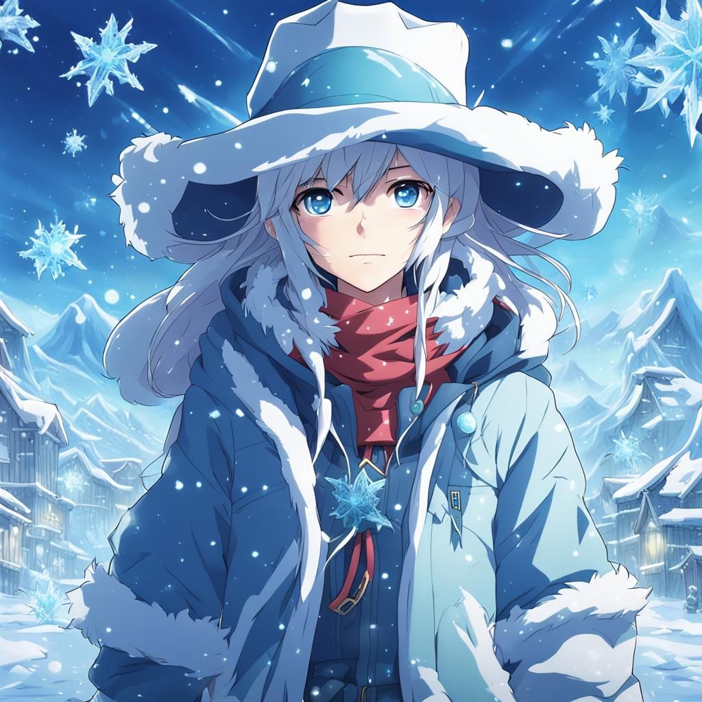 Ice Magic Cowgirl in Anime Key Visual Style