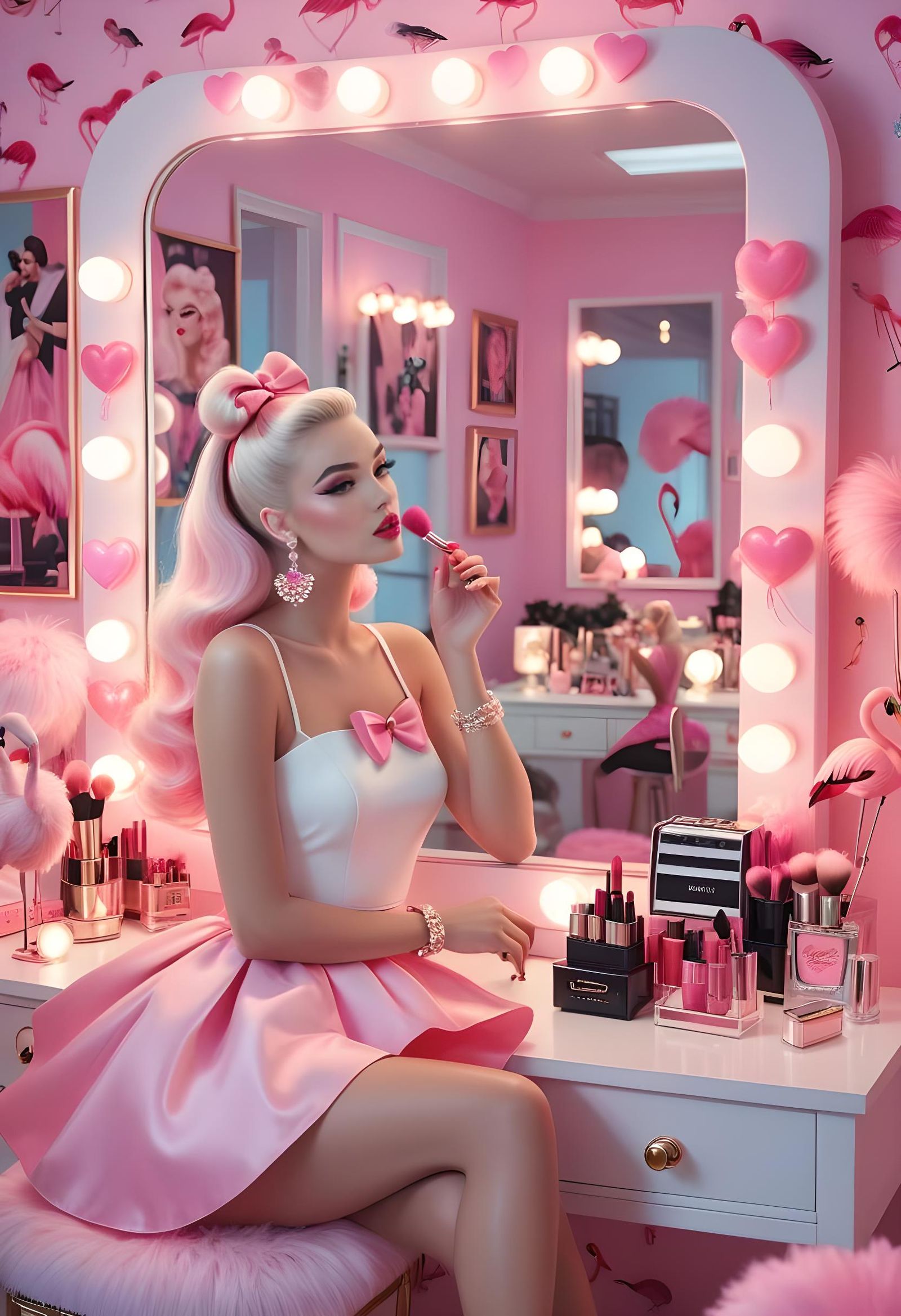 Barbie Girl Makeup in Beauty Room: Digital Art