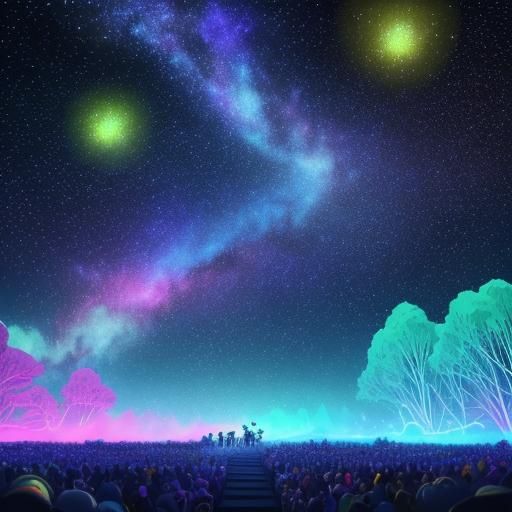 Anime Animals Dance Under Galaxy Sky