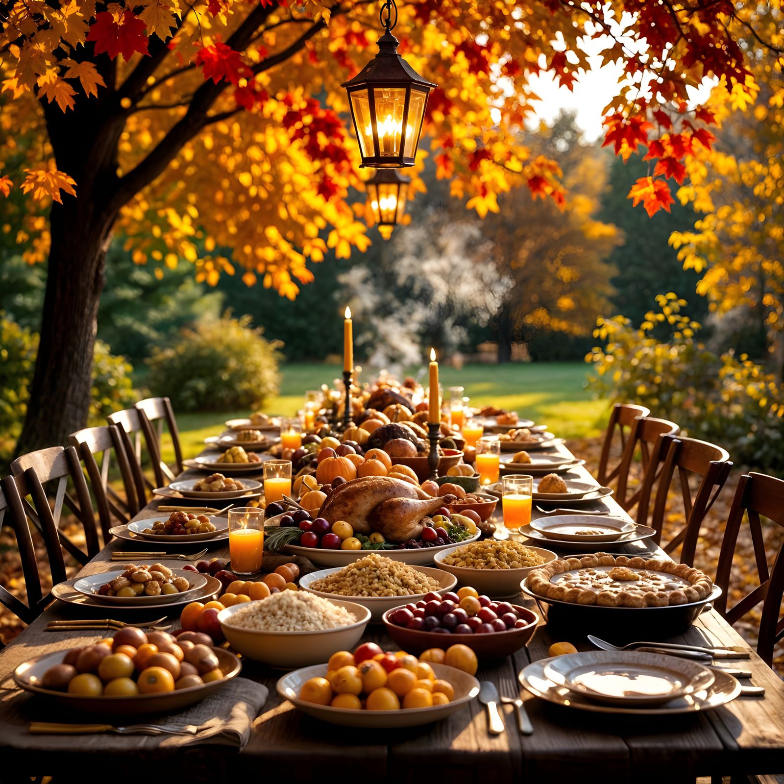 Autumn Harvest Banquet Table Outdoors