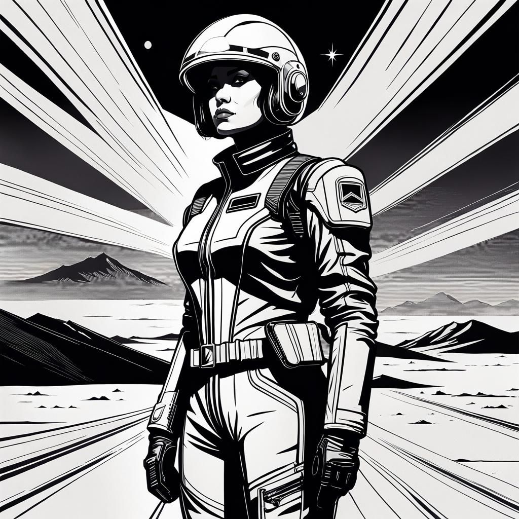 Retro Sci-Fi Figure in Wild West Flight Suit