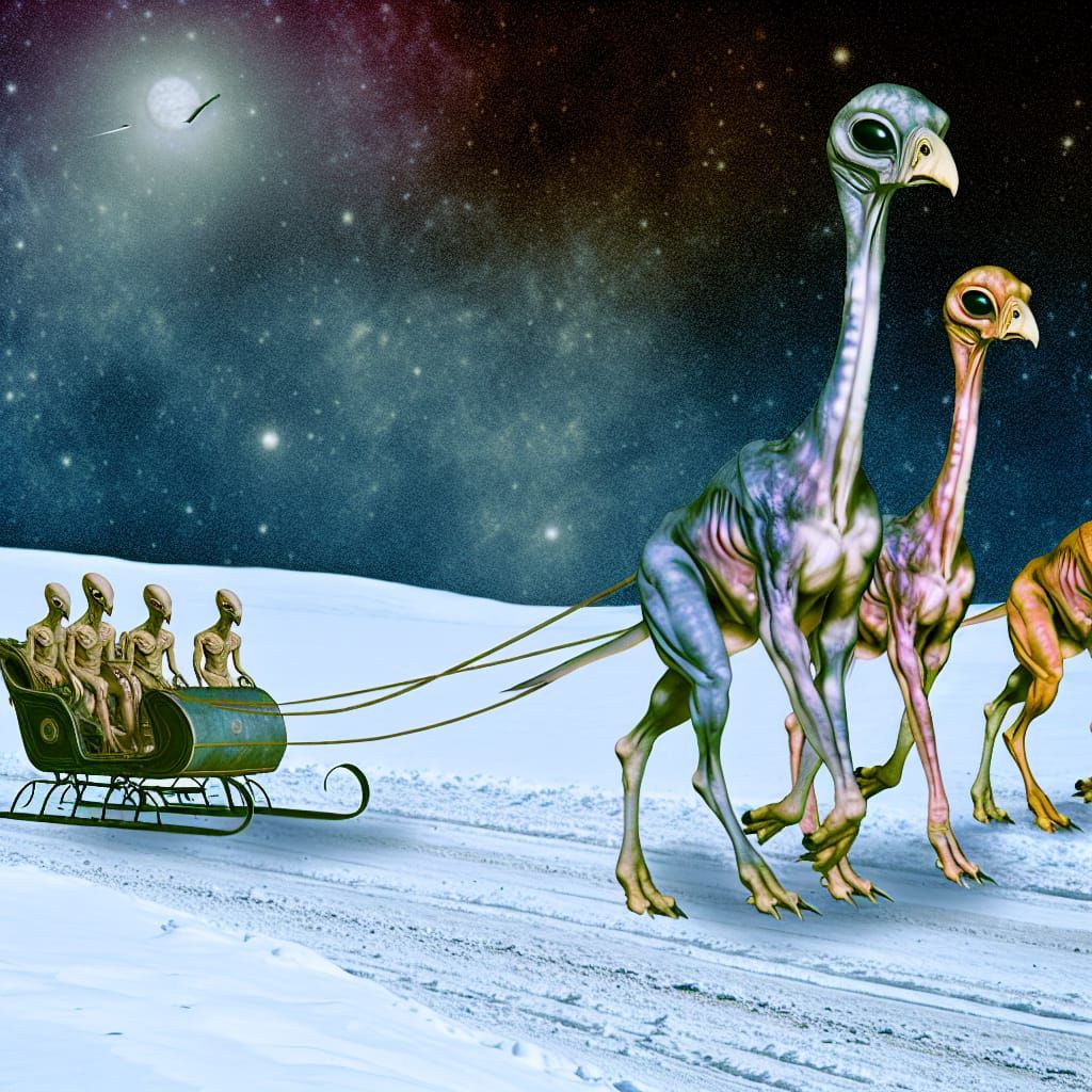 Alien Winter Sleigh Ride in 19th Century Style