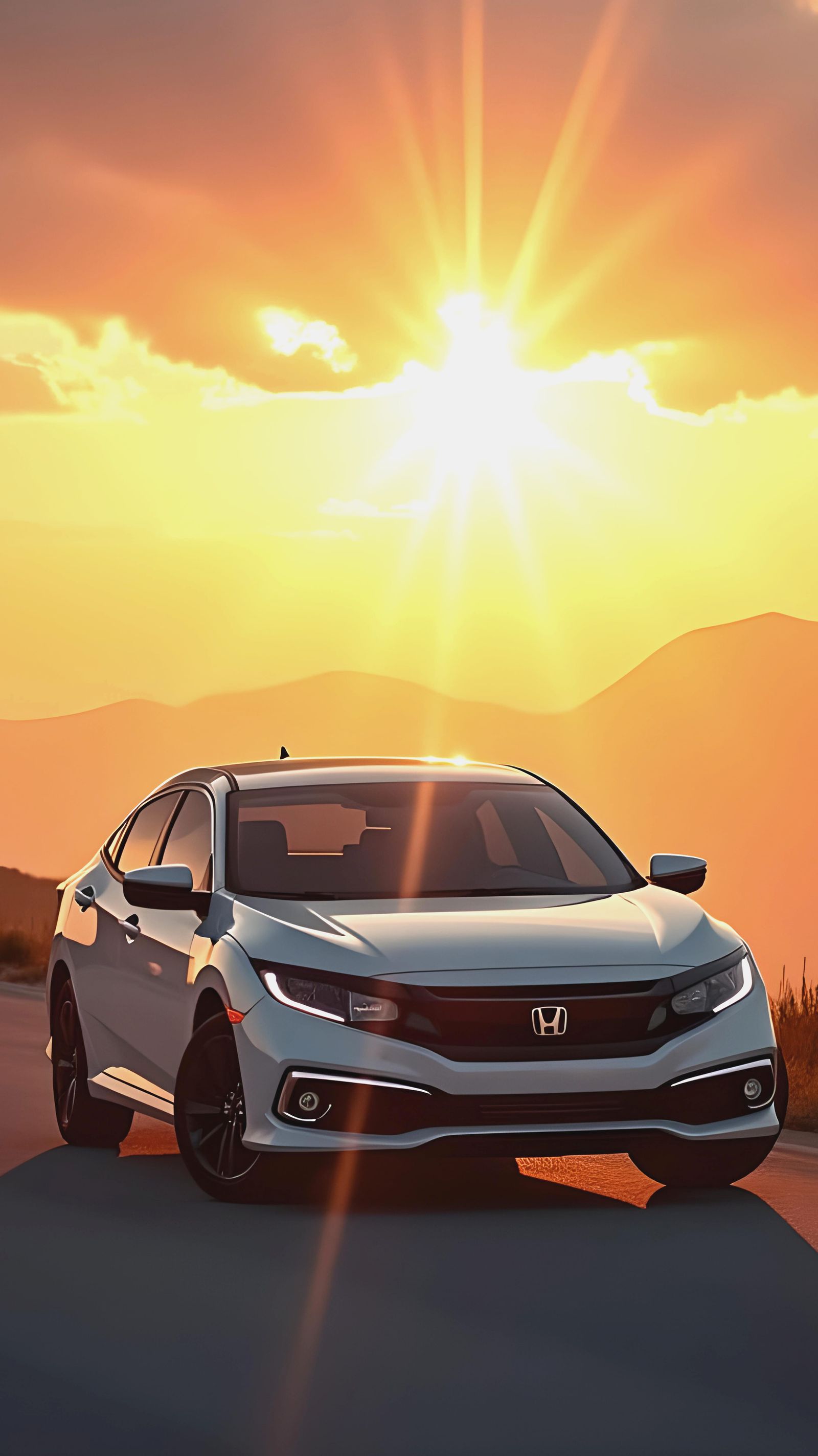 Honda Civic at Sunset with Divine Lighting