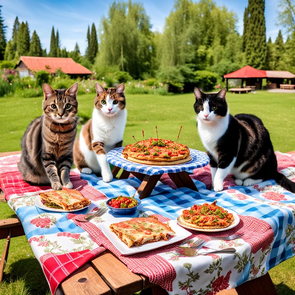 Cats Celebrate Birthdays with Kebab Picnic