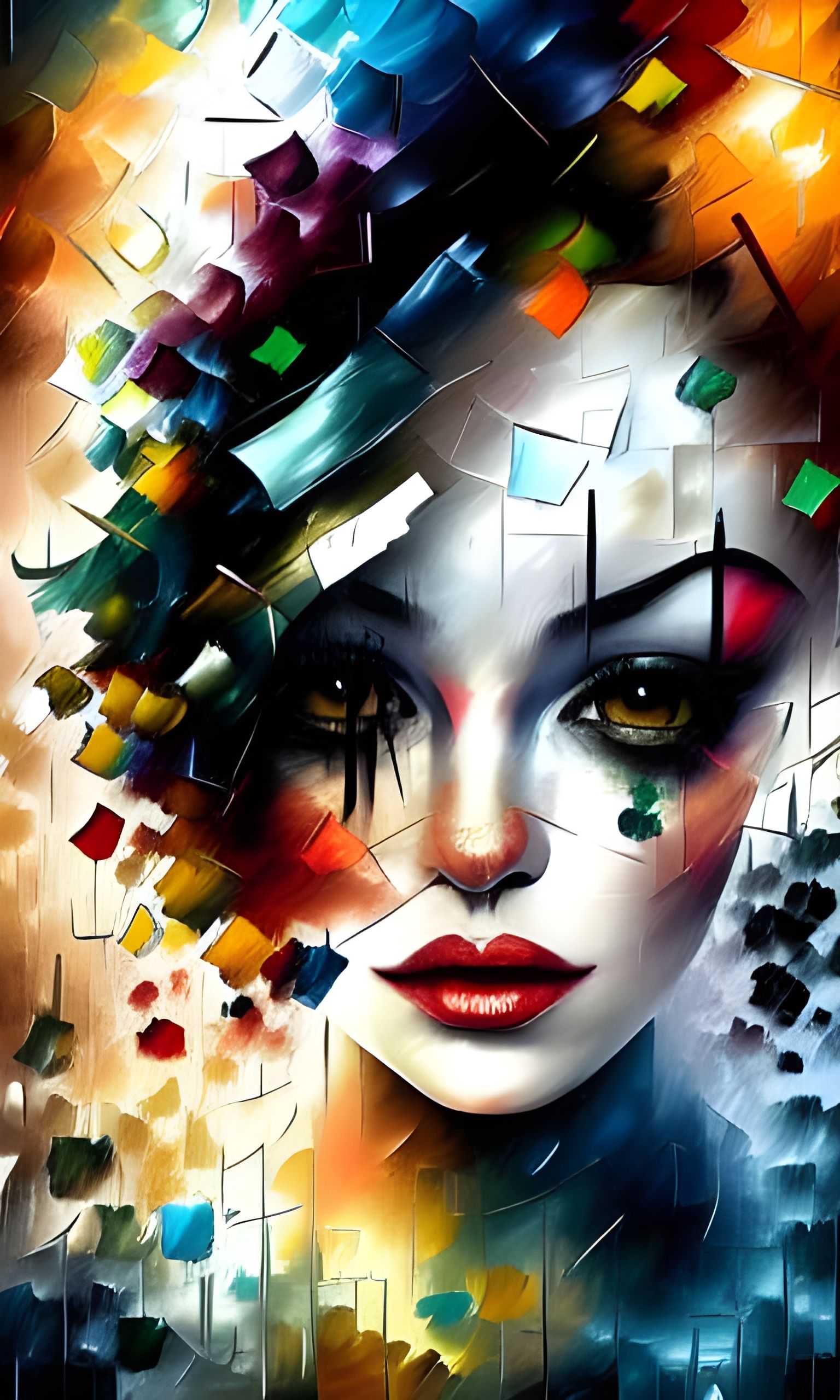 Sad Clown Portrait in Tonal Color