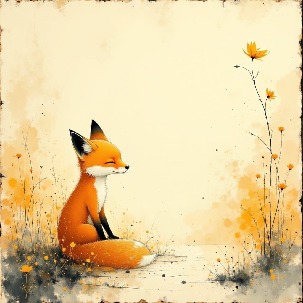 Fox Calligrapher in Sun-Dappled Glade