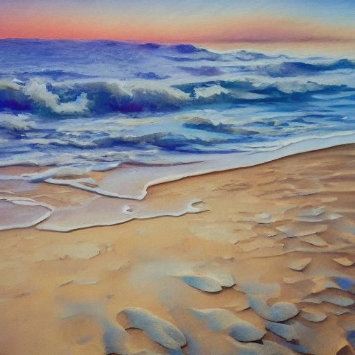 Impressionist Sandcastle at Sunset in Oil Painting Style