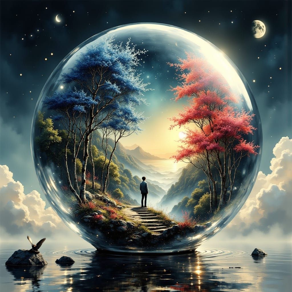 Glass Ball Captures Four Seasons in Psychedelic Art