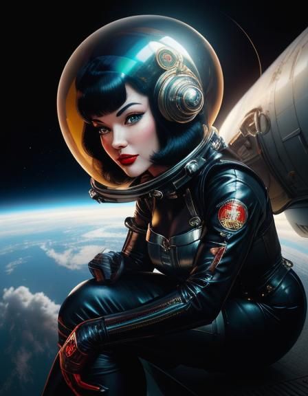 Retro Sci-Fi Pin-Up Girl in Space