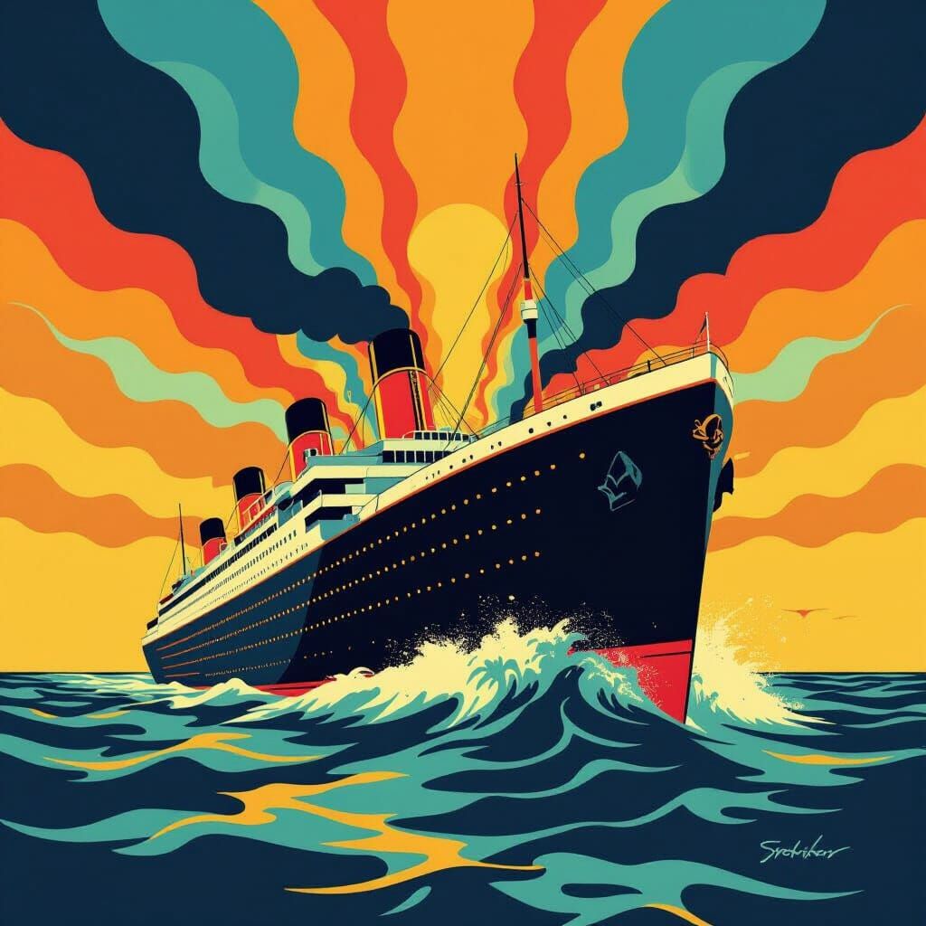 Titanic Sinking: Dramatic Bauhaus Style Splash Screen
