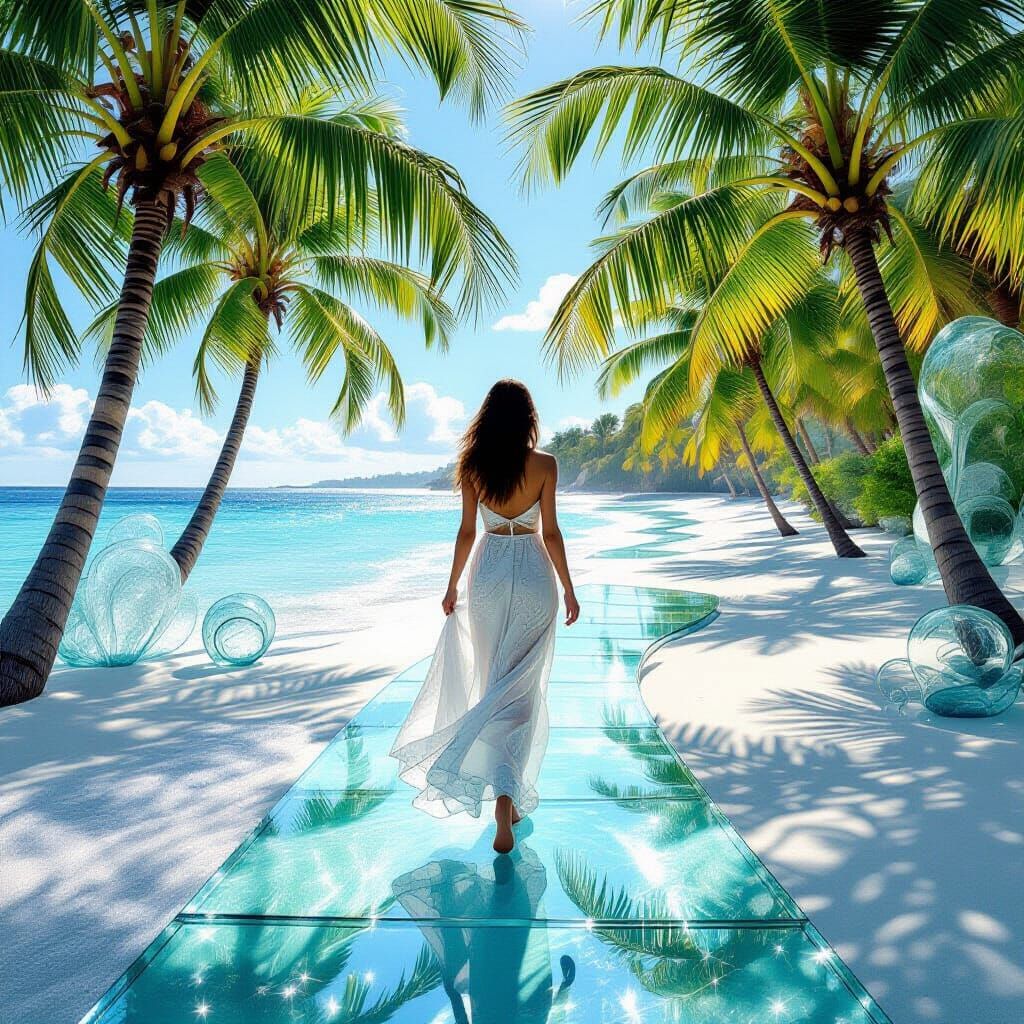 Glass Beach Serenity in Chihuly Style