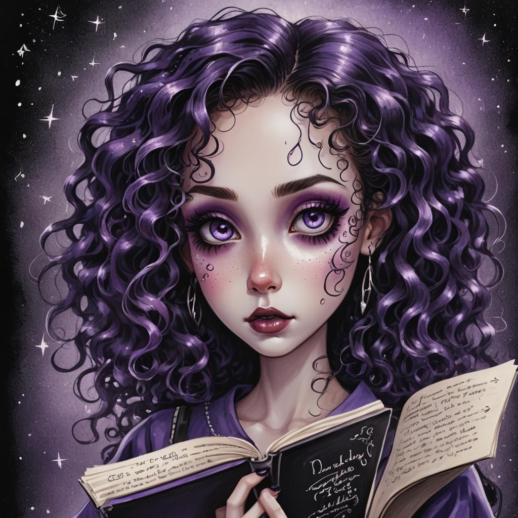 Dark Fantasy Girl Crying Glitter Tears