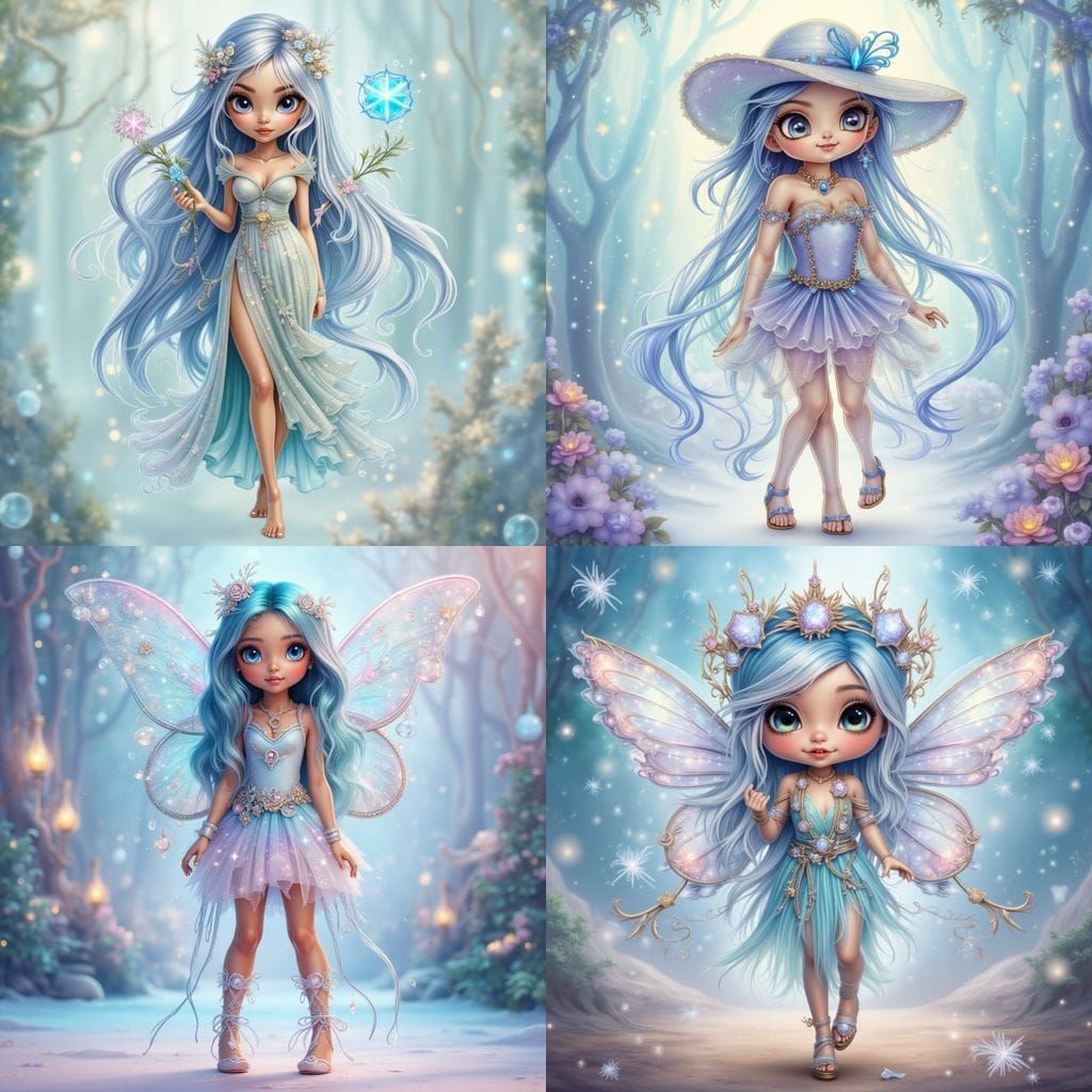 Kawaii Fairy with Aqua Highlights and Aurora Eyes