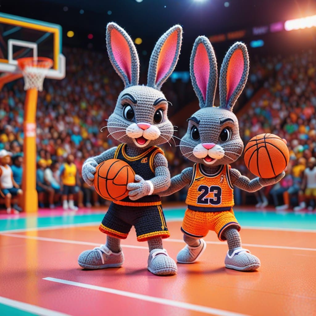 Bugs Bunny and Lebron James: Kawaii Amigurumi Basketball