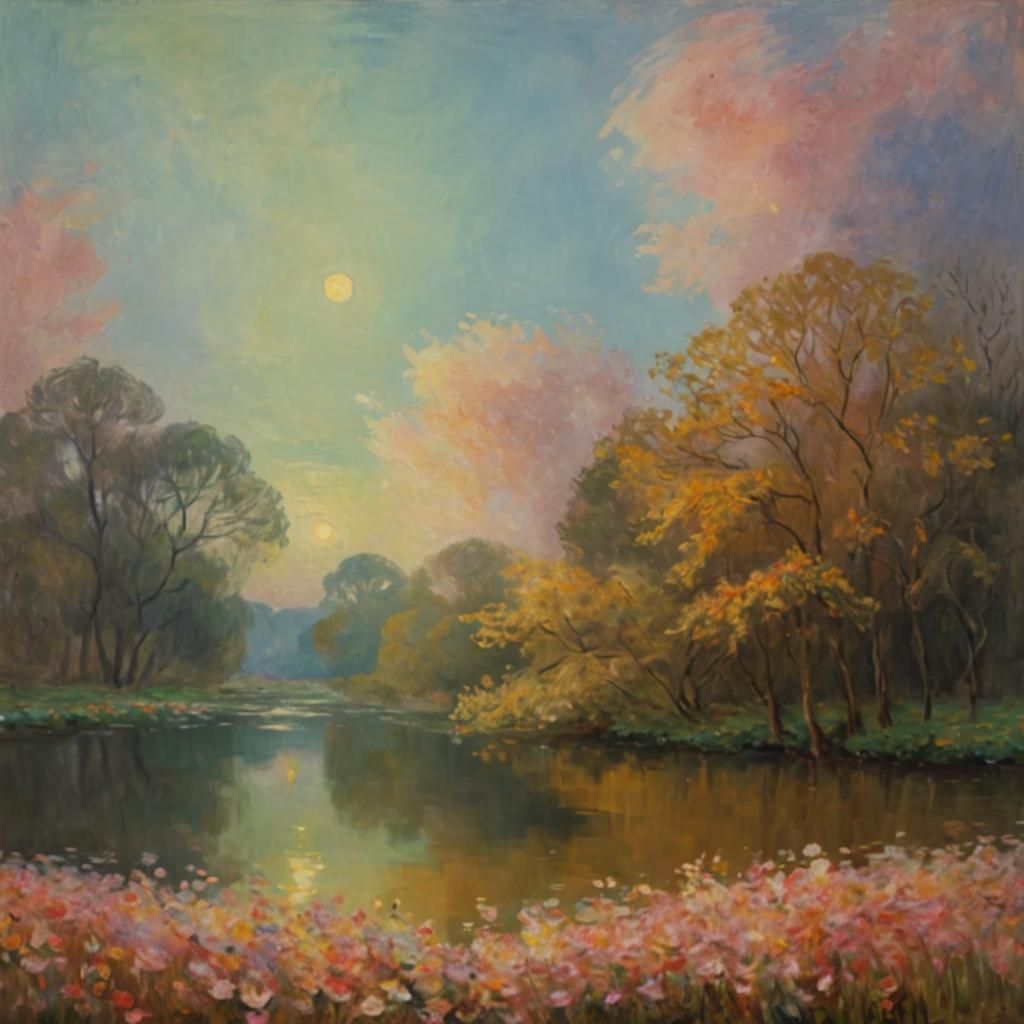 Romantic Embrace in Impressionistic Oil Painting