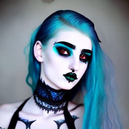 Gothic beauty with blue hair