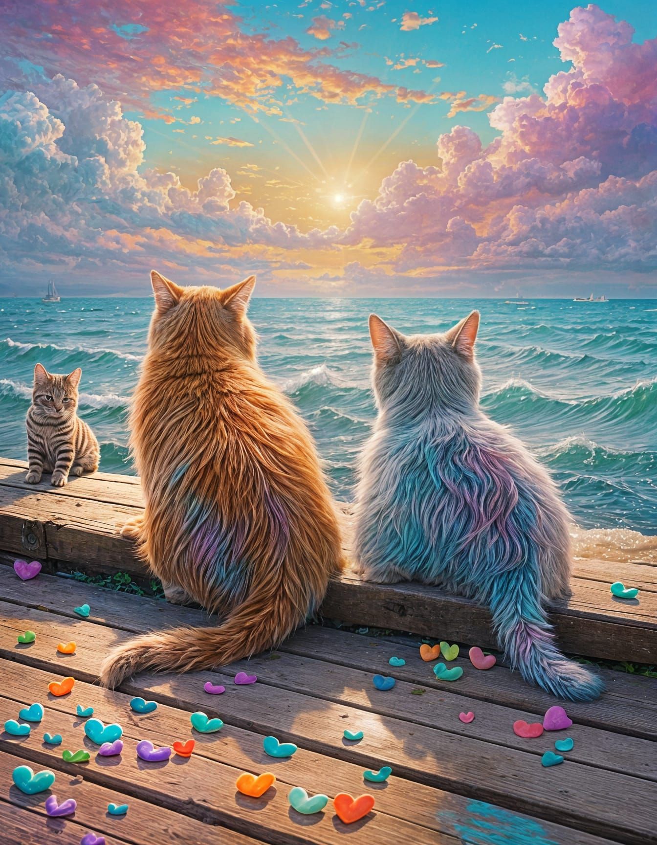 <lora:NC Hyperreal:1.0> Back view of an orange cat sitting b...