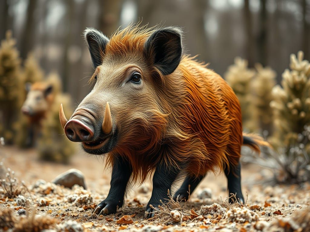 Boar in Cyberpunk Winter Wonderland