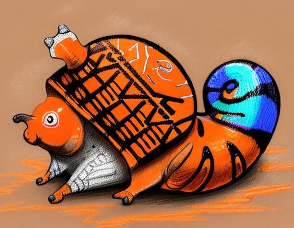 Aztec Style Polymita Snail Crayon Drawing