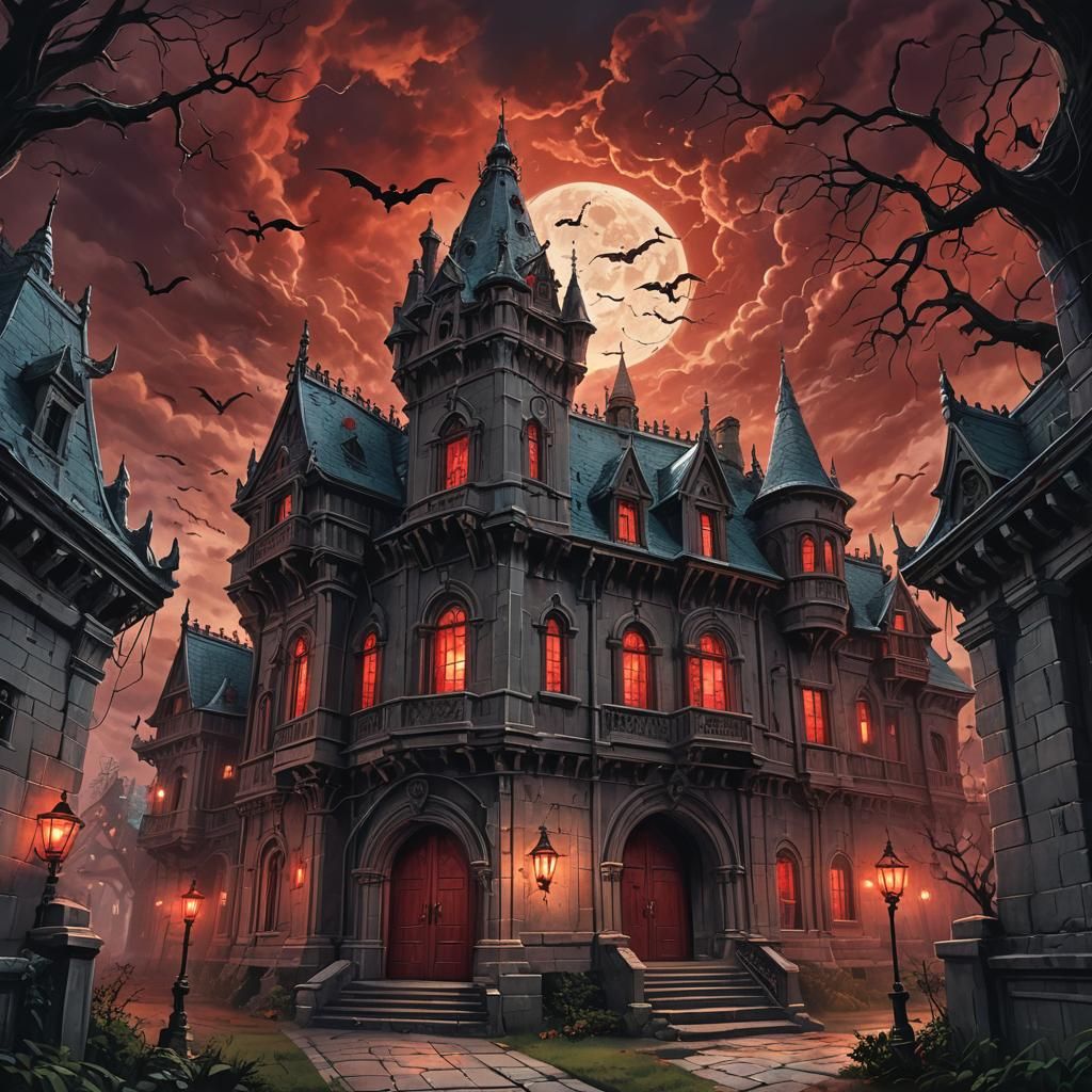 Mystical Haunted Mansion in Baroque Style