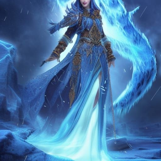 Epic Ice Mage Wielding Blue Magic