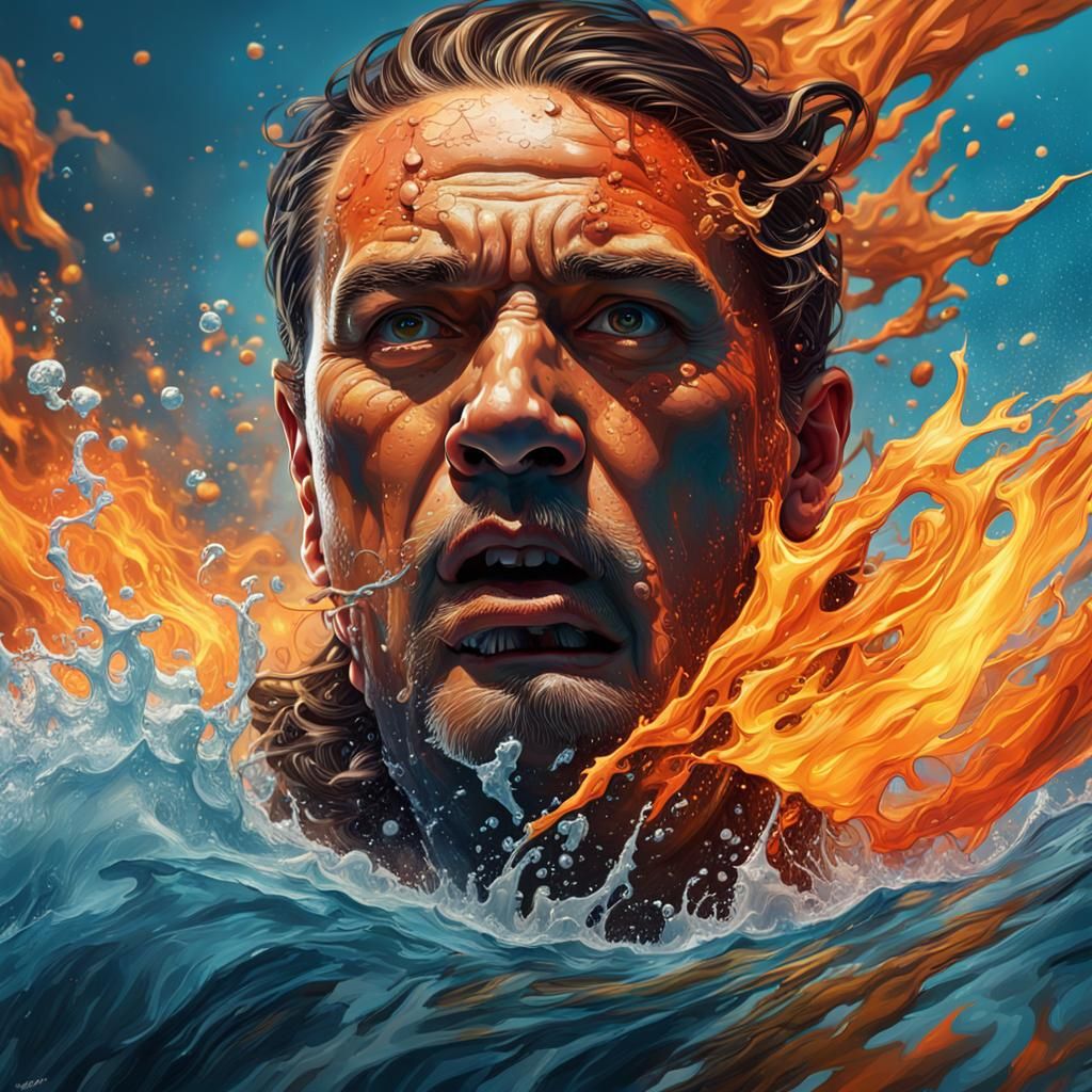 Elemental Challenge: Hyperrealistic Splash Art Portrait