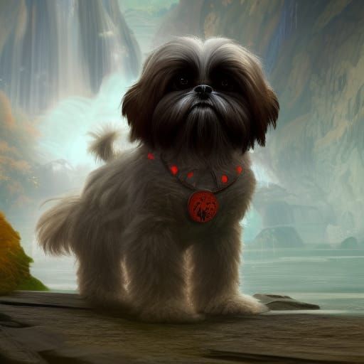 Shih Tzu Running Free: Fantasy Concept Art
