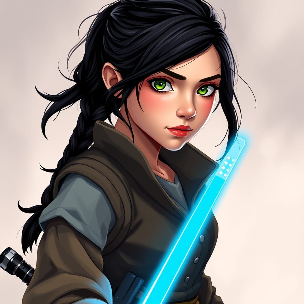 Female Ezra Bridger in Cyberpunk-Inspired Portrait