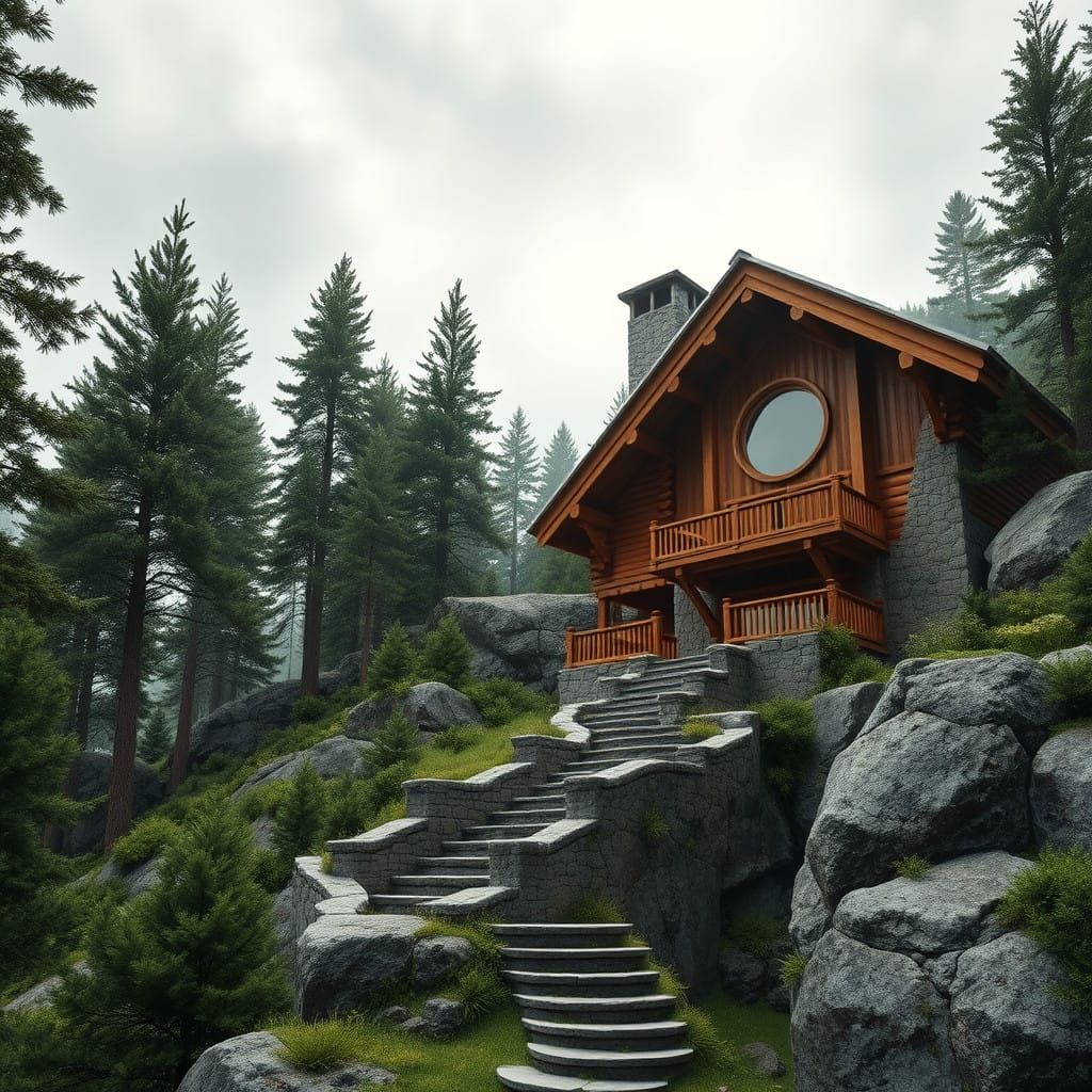 Luxury Mountain Retreat Blends into the Rocky Slope