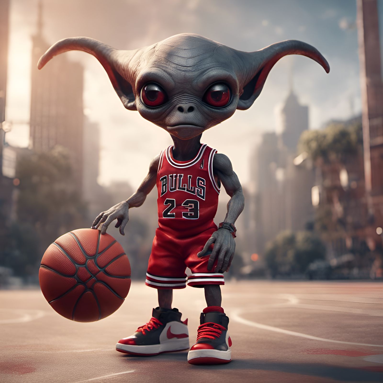 Alien Basketball Player in Steampunk Style