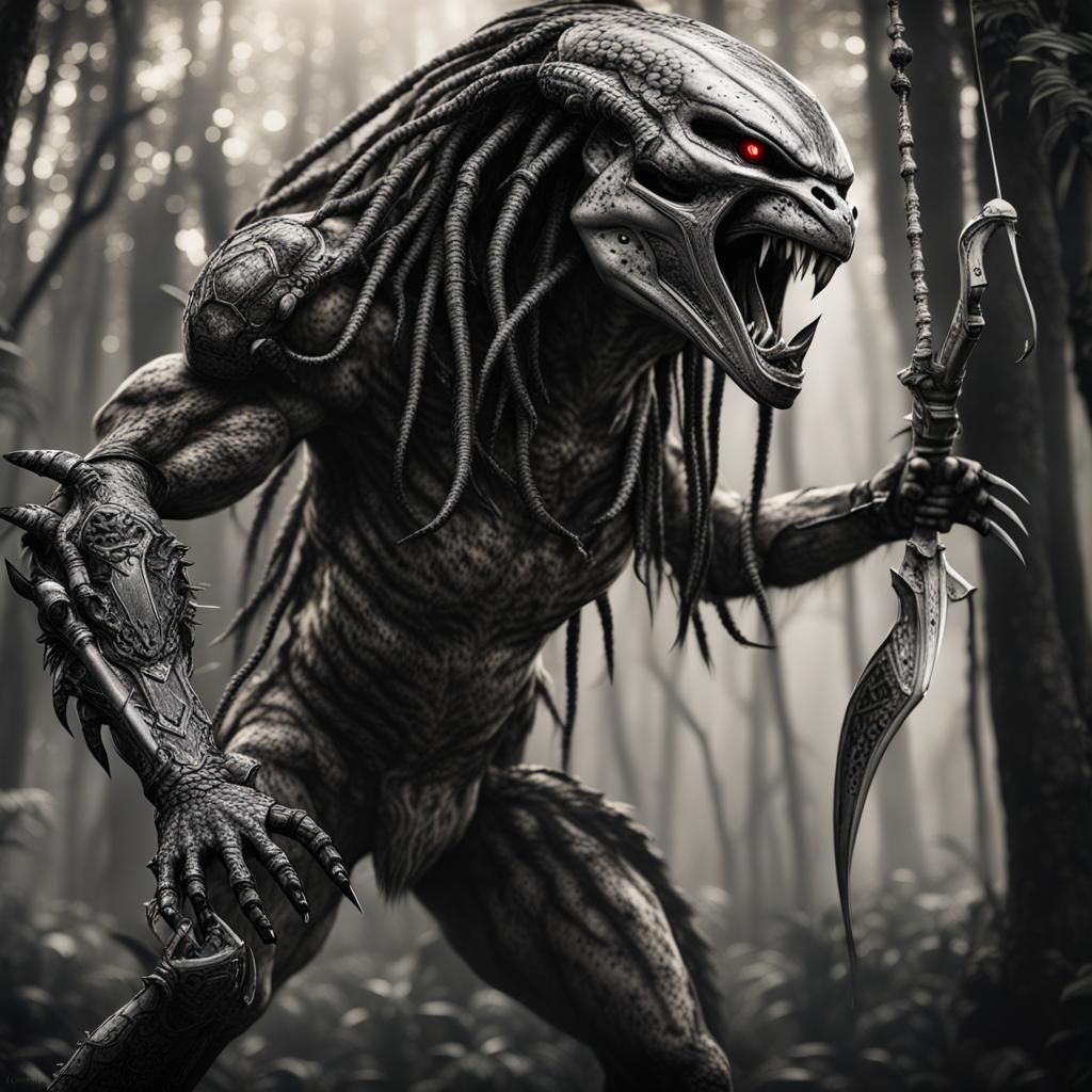 Predator with Kills: Black and White Vintage Photo