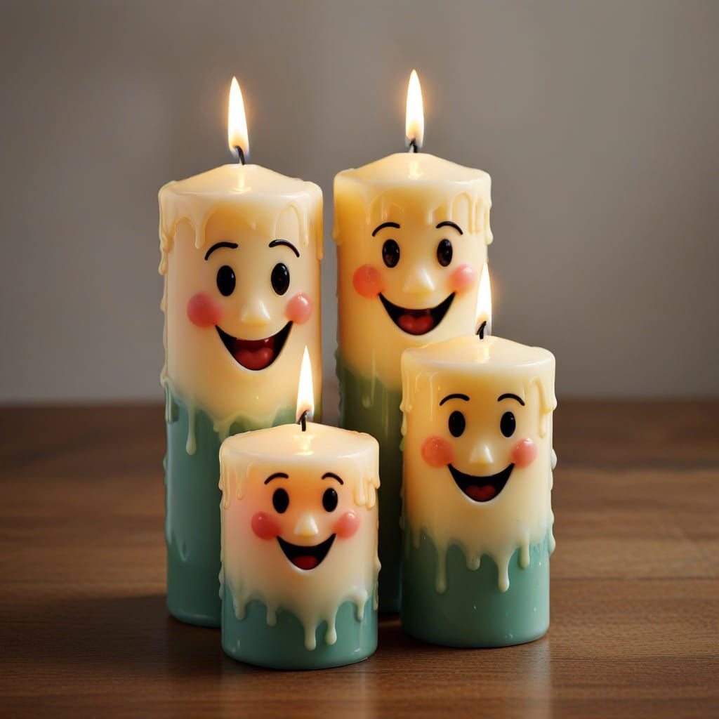 Cheerful Candle Family Singing Together