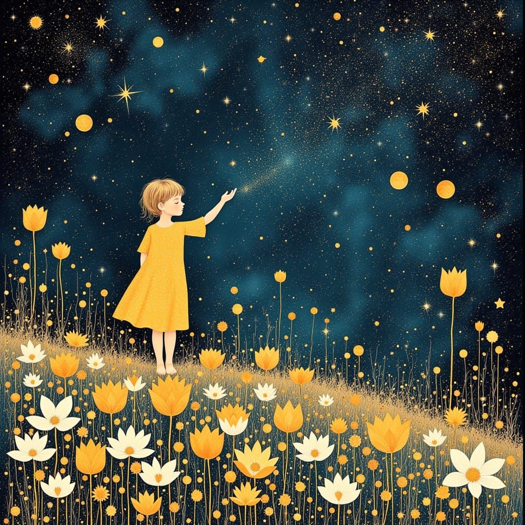 <lora:Dublex-Flux:1.0> <lora:divineOil:1.0> Wild Bold Fauvism fabulous shooting star, children book illustration, Bilibi...