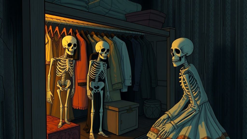 A Darkly Humorous Scene of an Empty Closet